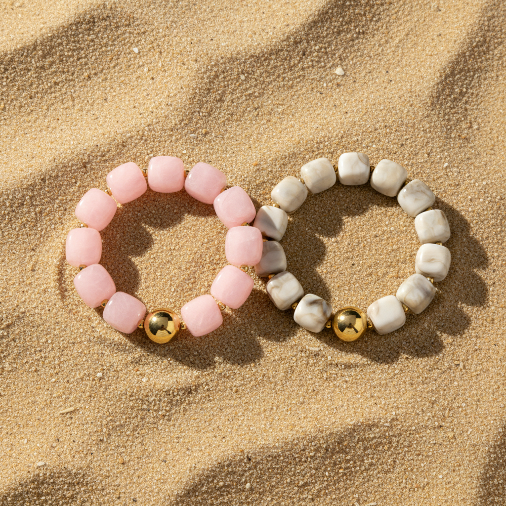 Bracelet perles - rose