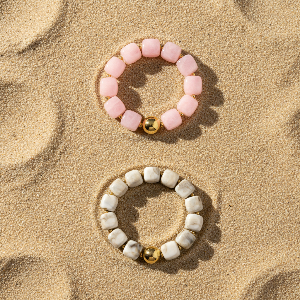 Bracelet perles - rose