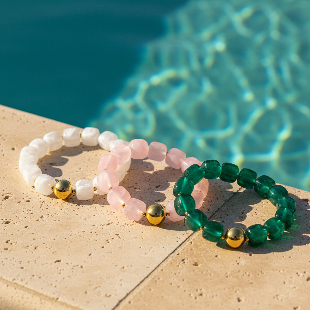 Bracelet perles - rose