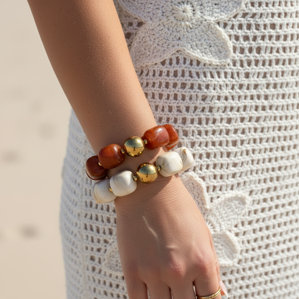 Bracelet perles - orange